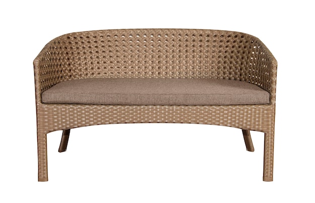 Sofa made of wicker rattan with a soft pillow Garden furniture