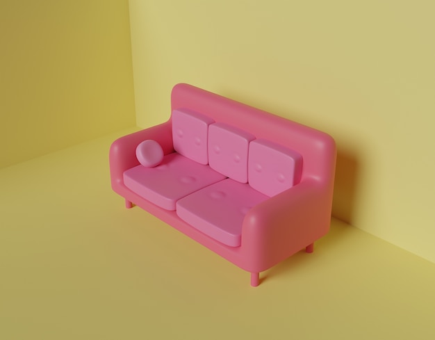 Sofa pink Abstract 3d render.