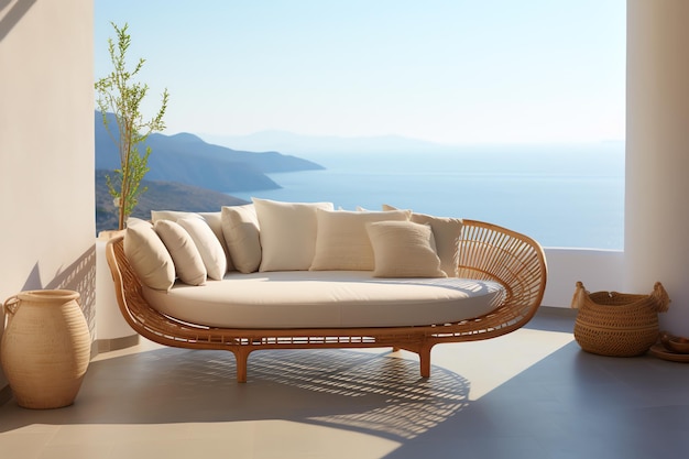 Sofa on villa with ocean view