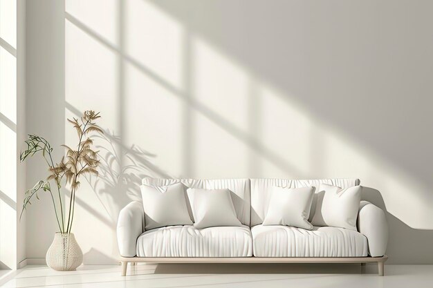 Photo the sofa and white wall in the living room ai technology generated image