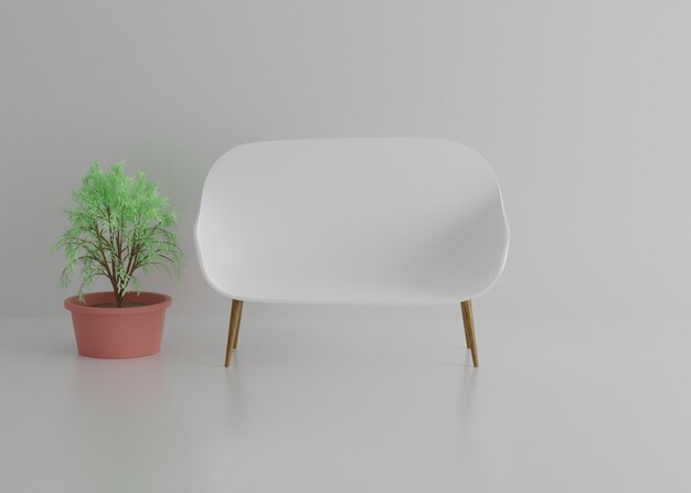 Sofa with green tree 3D rendered image