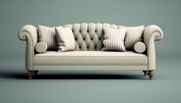 A sofa with pillows and a pillow on it