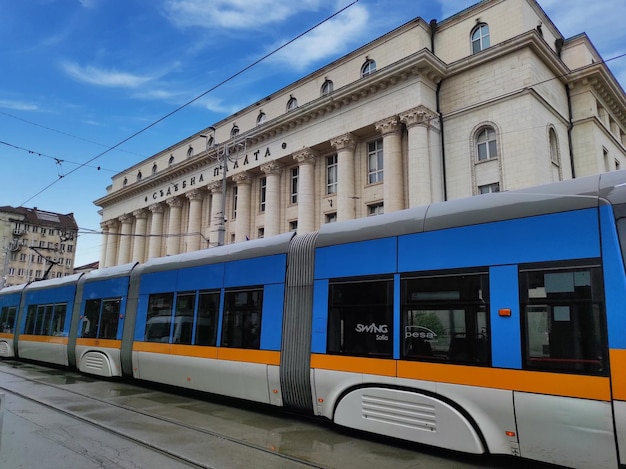 Sofia city center with modern train