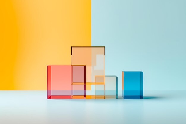 Мягкая трехмерная геометрия прозрачного стиля Light Embracing Clear Glass Ai создана