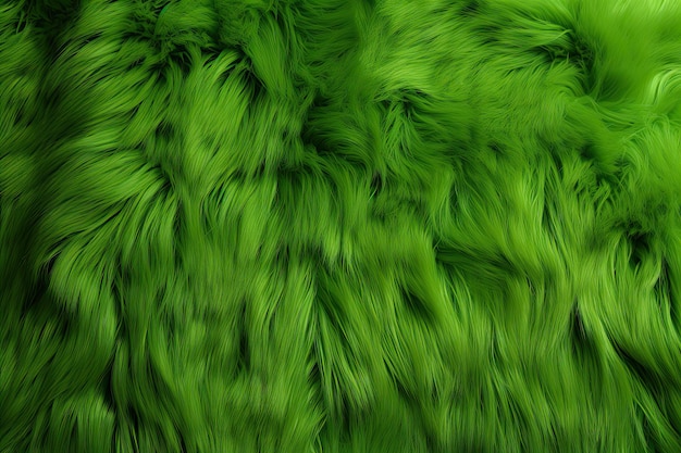 Фото Мягкий и текстурированный зеленый мех крупным планом. красивый китчевый фон из ткани млекопитающих.