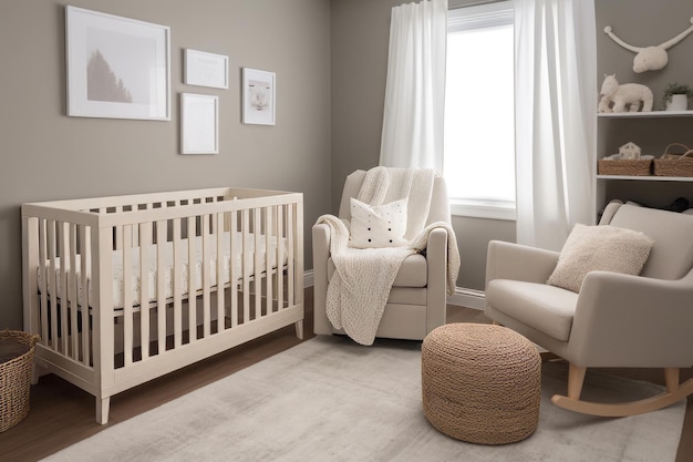 Soft baby room Sweet infancy interior Generate Ai