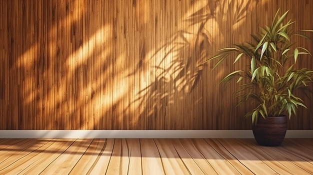 Soft and beautiful foliage dappled sunlight of tropical bamboo tree leaf shadow generative ai