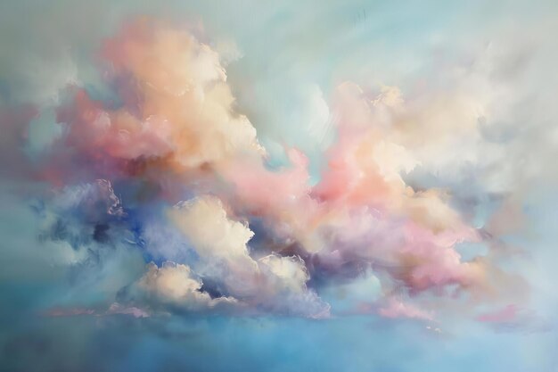 Photo soft blended pastel strokes that look like clouds drifting across the canvas