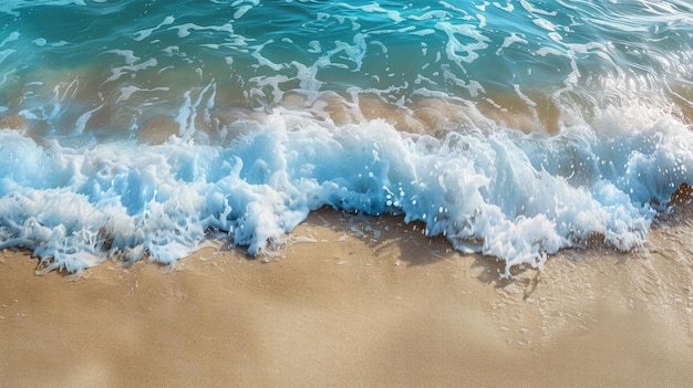 Soft blue ocean wave on clean sandy beach