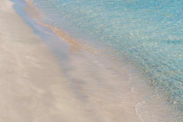 Soft blue sea wave on clean sandy beach