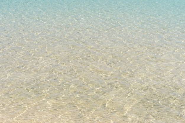 Soft blue sea wave on clean sandy beach