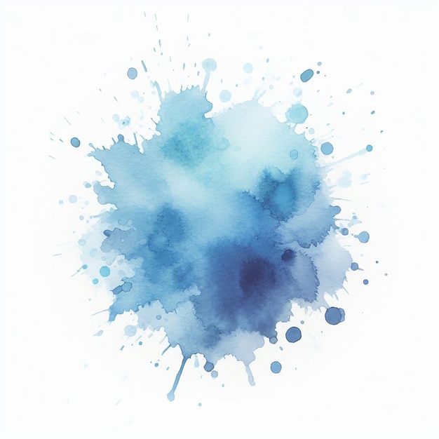 Soft blue watercolor splash in white background