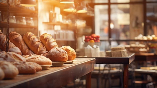 Soft blurred bakery interior