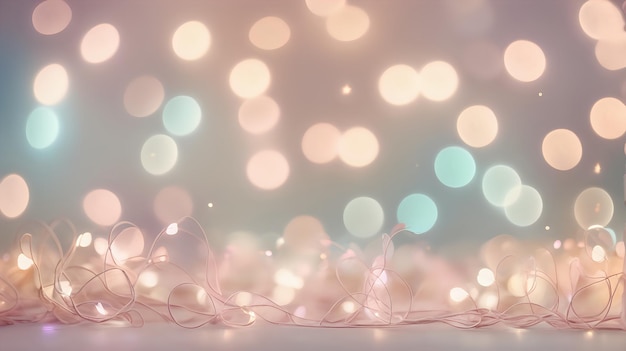 Soft blurred bokeh lights in pastel tones