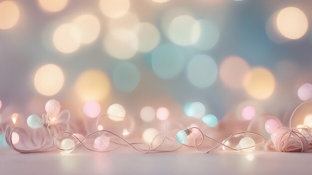 Soft blurred bokeh lights in pastel tones