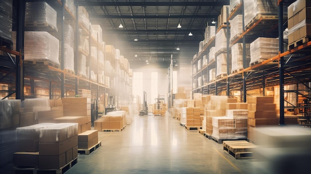 Soft blurred interior warehouse