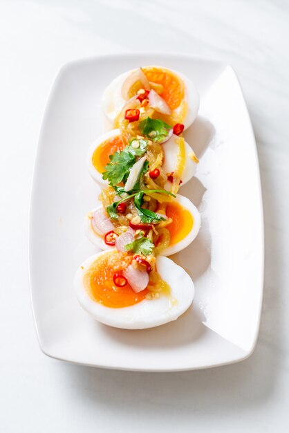 Soft Boiled Eggs Spicy Salad