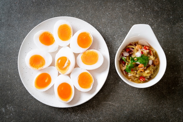 Soft Boiled Eggs Spicy Salad