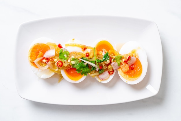 Soft Boiled Eggs Spicy Salad