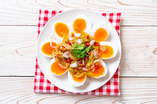 Soft Boiled Eggs Spicy Salad 