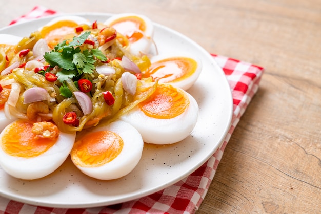 Soft Boiled Eggs Spicy Salad 