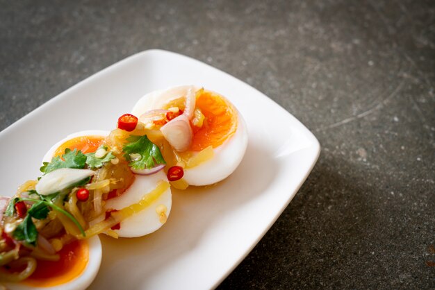 Soft Boiled Eggs Spicy Salad