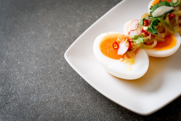 Soft Boiled Eggs Spicy Salad