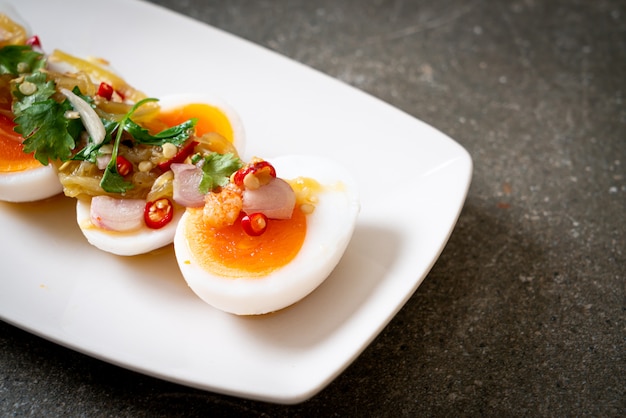 Soft Boiled Eggs Spicy Salad