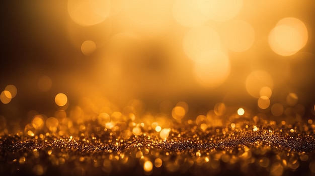 Soft bokeh light on gold gradient background with generative ai