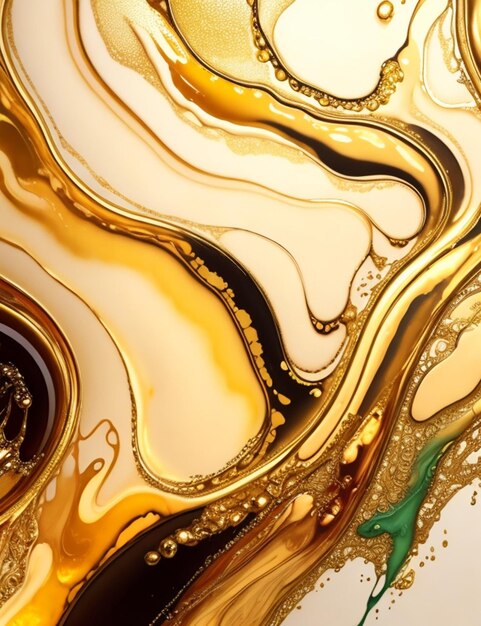 Soft brown color liquid Alcohol Ink gold dripping gold