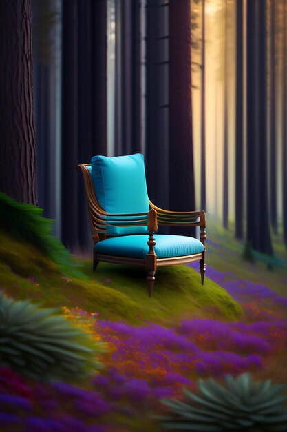 Soft chair in the forest