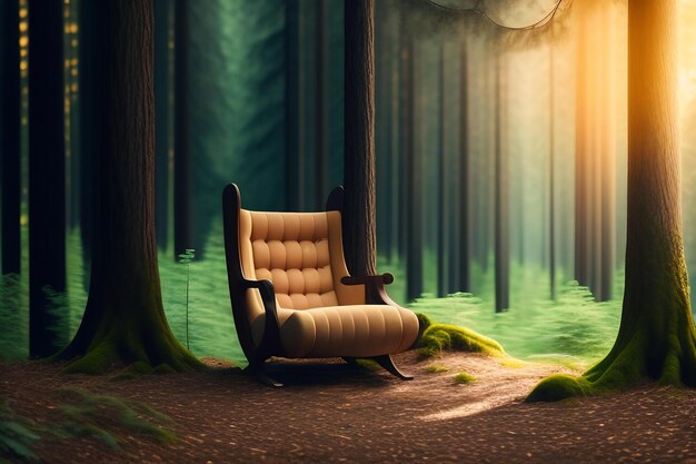 Soft chair in the forest