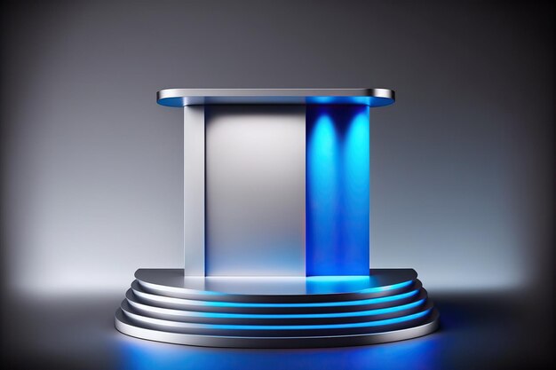 Soft color product display podium metallic background Pedestal for cosmetic product placement 3d render