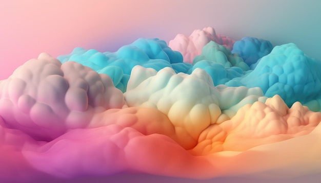 Soft colorful clouds background with generative ai