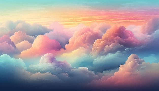 Soft colorful clouds background with generative ai