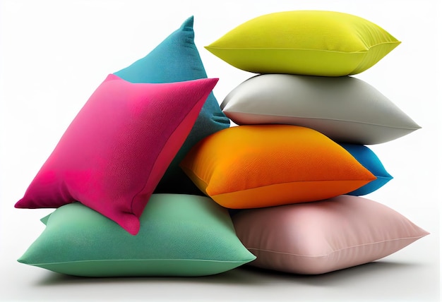 Soft colorful pillows illustration AI generative