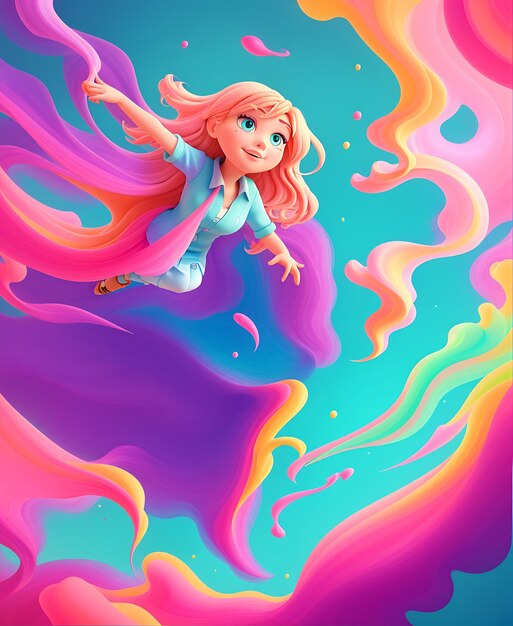 Soft colors in cartoon style illustration