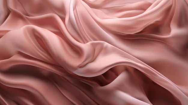 Мягкая и нежная текстура розовой шелковой ткани крупным планом Generative ai