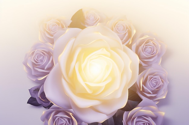 Soft diffuse rose pattern frame with backlight