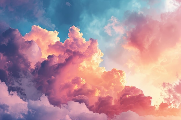 Soft Dreams Watercolor Sky and Clouds Background