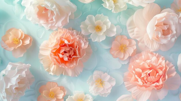 写真 柔らかい夢想的なパステル色は,この背景の大胆な抽象的な花のパターンとシームレスに融合します.