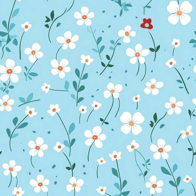 Photo soft floral breeze tiny flower pattern on baby blue backdrop