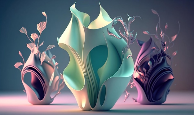 Soft flowing organic shapes in pastel colors