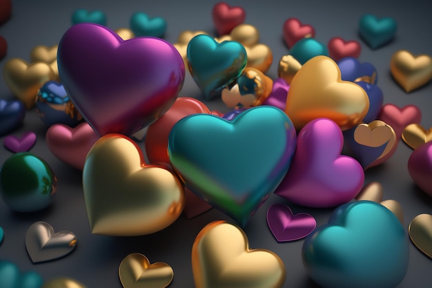 Photo a soft and flowing render of the rainbow hearts symbolizing the power of love and inclusivity