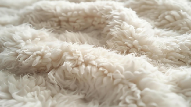 Soft and fluffy white fur texture Closeup of a white fur coat