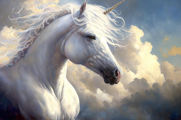 Soft focus fantasy painting of a unicorn