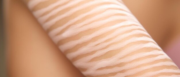 Photo soft focus image of body striae stretch marks on the adult arm