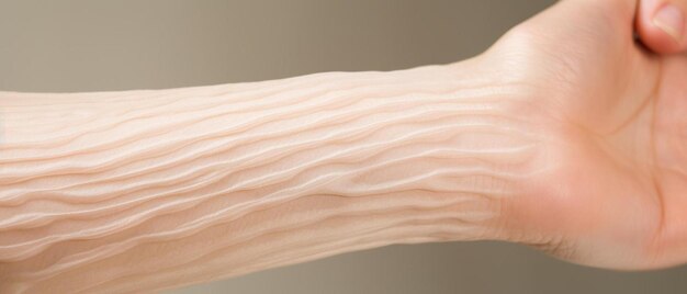 Photo soft focus image of body striae stretch marks on the adult arm