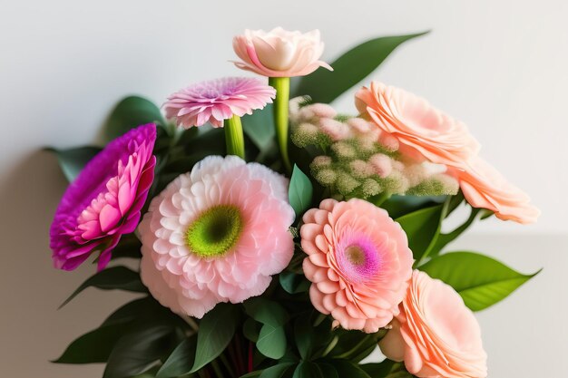 soft focus pastel colors flowers background flower bouquet of roses gerbera hydrangea carnation