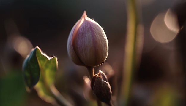 AI によって生成されたピンクの蓮の花のつぼみにソフト フォーカス